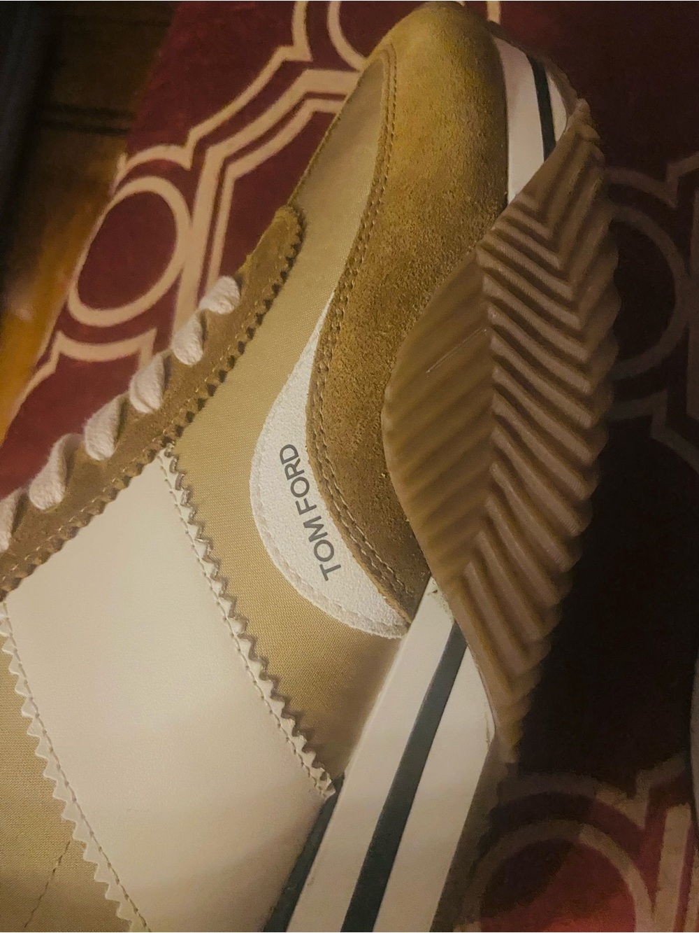Tom Ford Men's Tan & White Runner Sneakers - Picture 6 of 12